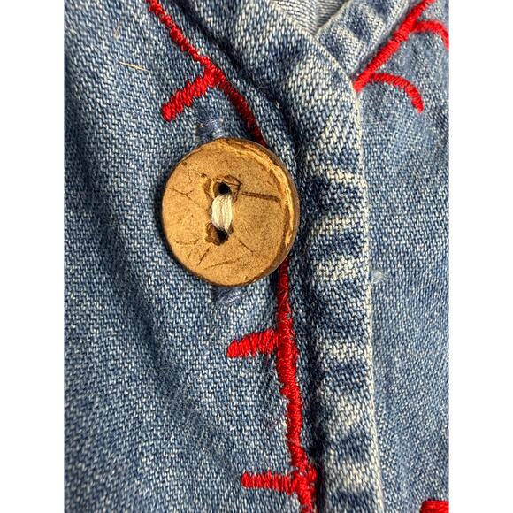 Vintage 80s Christmas Bear Embroidered Denim Vest | Whimsy Grandmacore | Size M - Picture 9 of 9